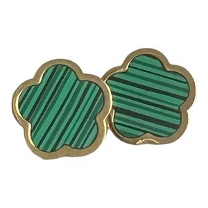 18k Gold Plated Green Clover Stud